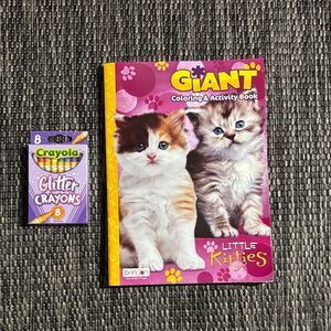 Little kitties NEW coloring book and glitter crayola crayons